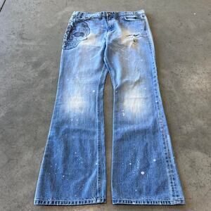 Vintage 2000s grail skull flare jeans